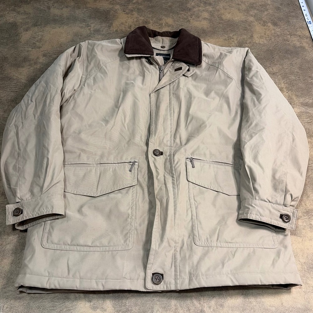 St. John's Bay Field Jacket Mens Large Tan Full Zip *MISSING HOOD*
